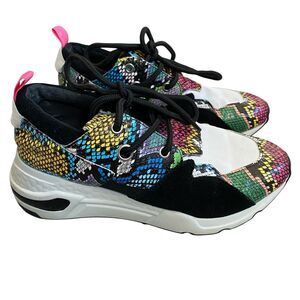 Steve Madden Cliff Fashion Sneakers 7.5 EU 38 Snake Multicolor Chunky Platform